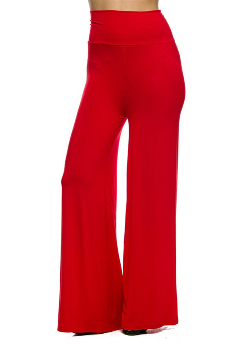 Superline Solid Modal Rayon High Waist Wide Leg Palazzo Pants - sb_bottoms