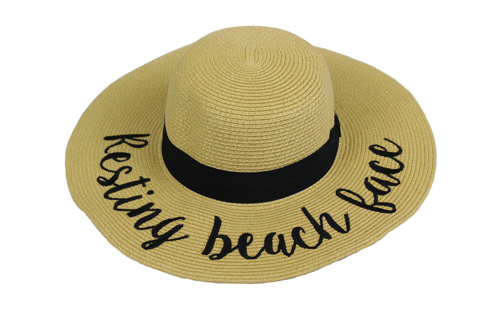 C.C. Embroidered Floppy Sun Straw Hat - Hats