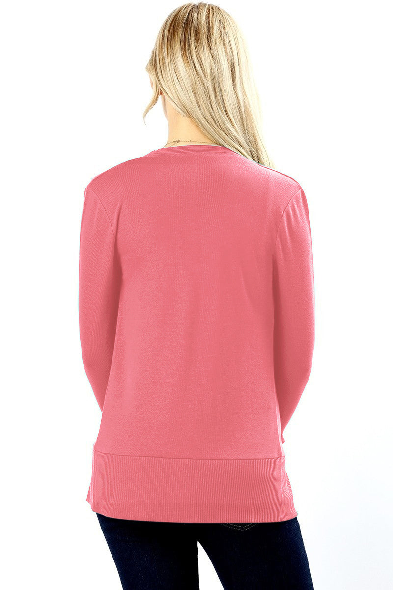 Zenana Snap Button Long Sleeve Sweater Cardigan - Cardigans sb_outerwear