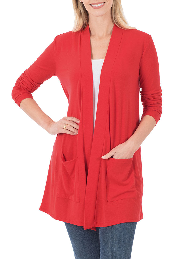 Zenana Long Sleeve Draped Slouchy Cardigan - Cardigans sb_outerwear