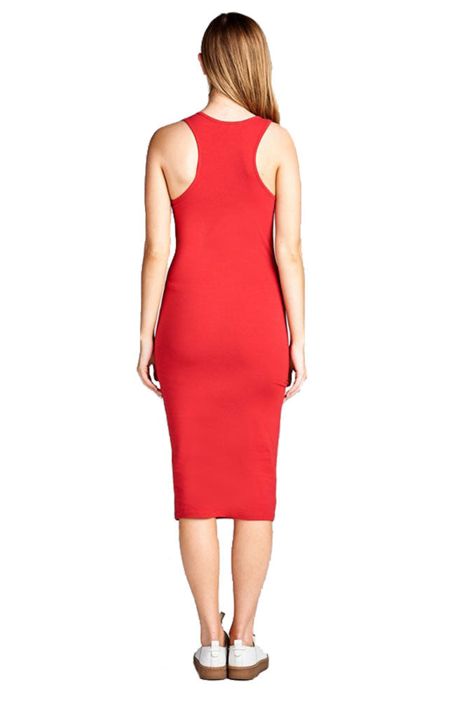 Active Basic Cotton Bodycon Racerback Midi Dress - Dresses sb_dresses
