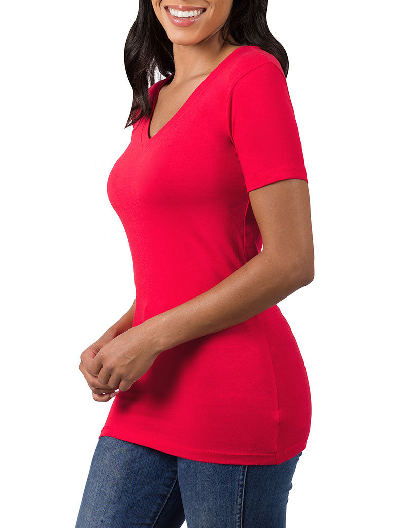 Zenana Cotton V-Neck Short Sleeve Long Tee Shirt - Shirts sb_tops
