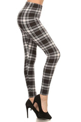 Niobe Clothing Black White Plaid Design Leggings - leggings