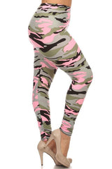 Niobe Clothing Light Pink Camo Design Plus Size Leggings - leggings