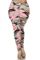 Niobe Clothing Light Pink Camo Design Plus Size Leggings - leggings