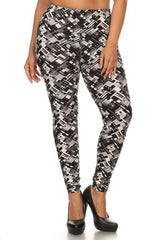 Niobe Clothing Black Abstraction Design Plus Size Leggings - leggings