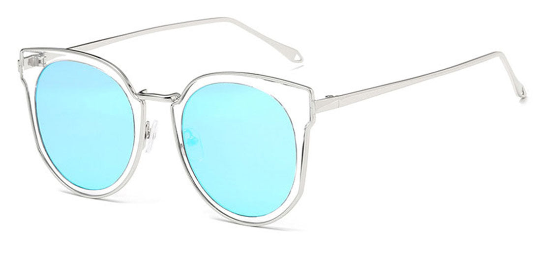 Niobe Clothing Oversized "Katherine" Cat Eye Sunglasses in Silver Frame - Sunglasses