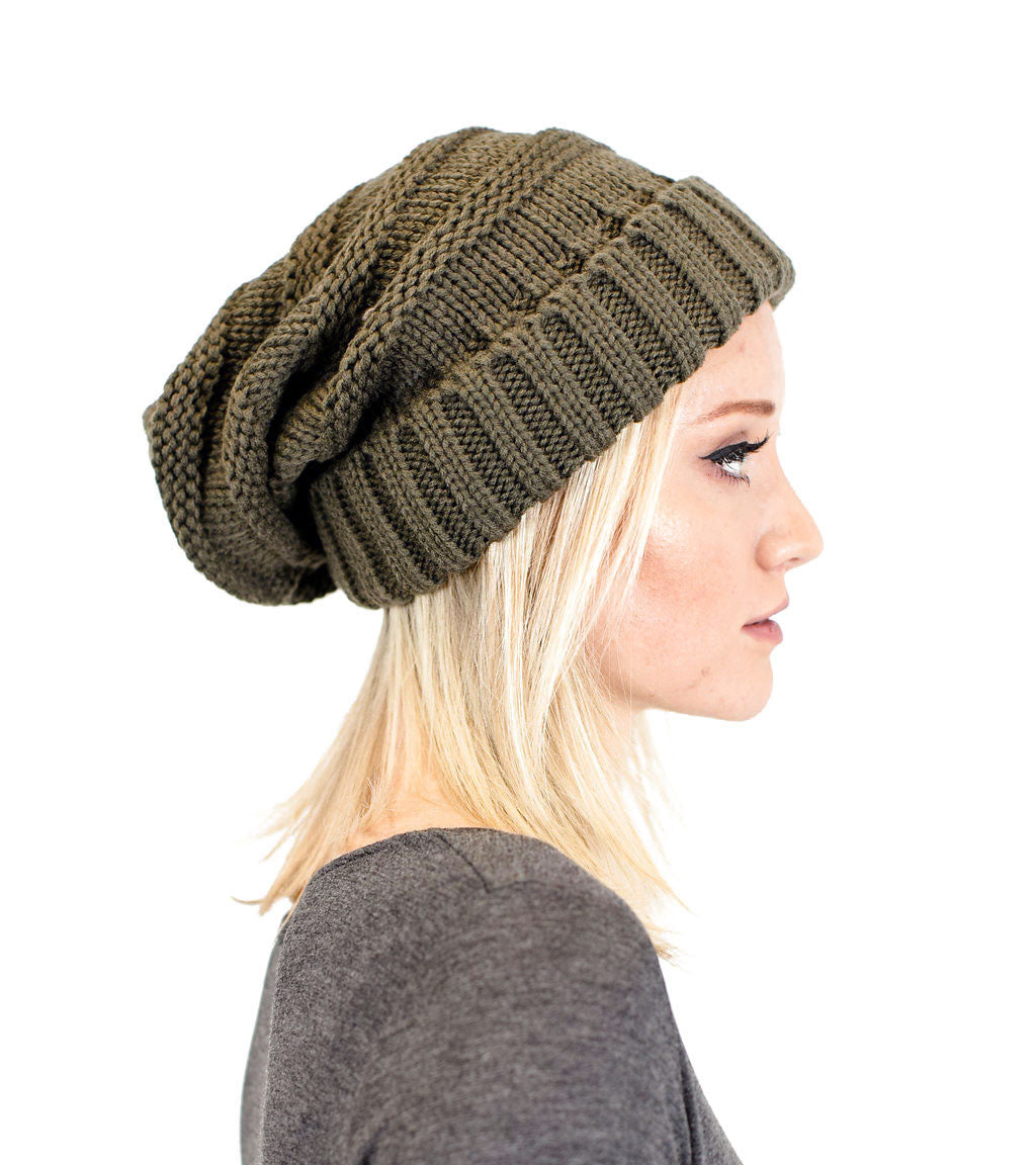 Unisex Solid Oversized Slouchy Knit Beanie