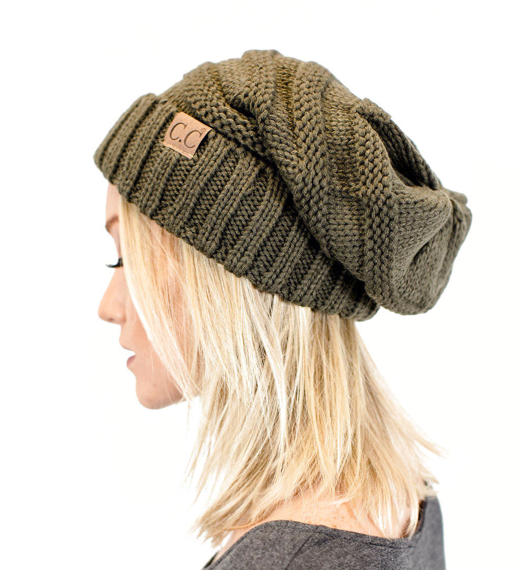 Unisex Solid Oversized Slouchy Knit Beanie