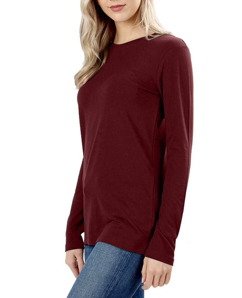 Zenana Cotton Long Sleeve Crew Neck Shirt - Shirts sb_tops