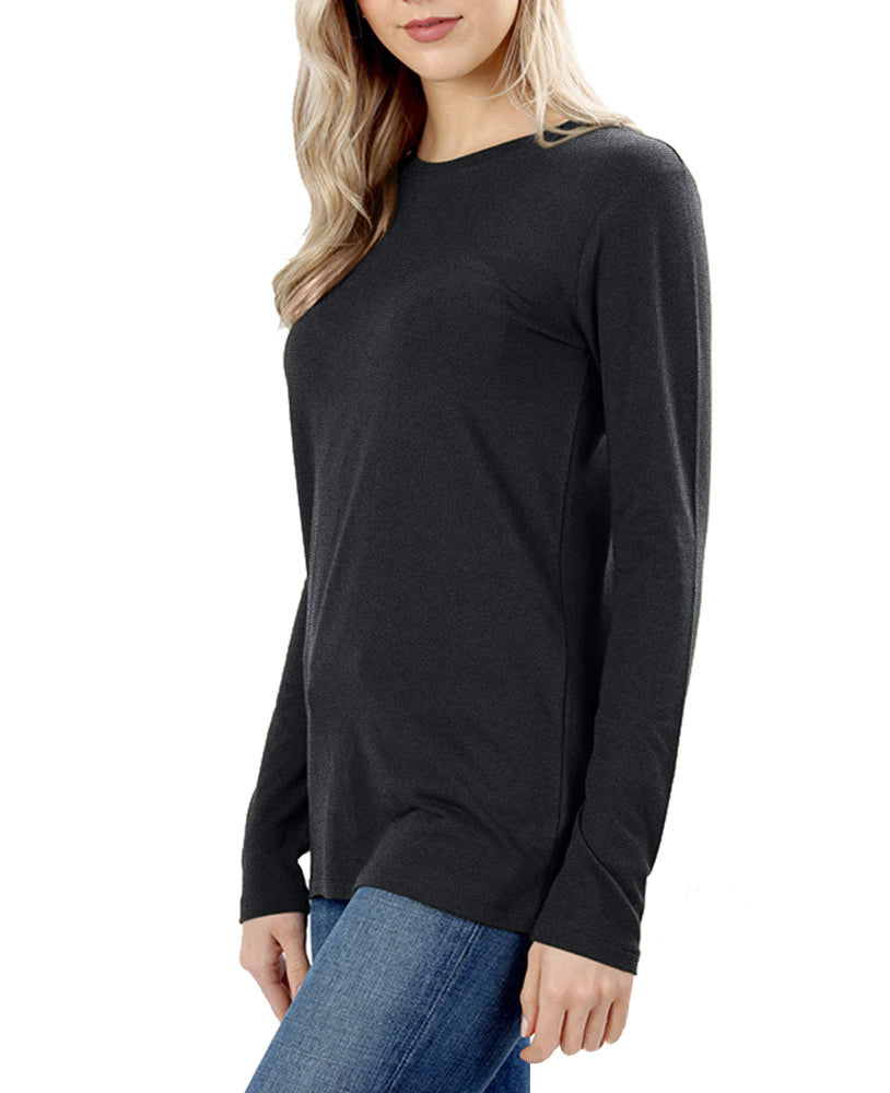 Zenana Cotton Long Sleeve Crew Neck Shirt - Shirts sb_tops