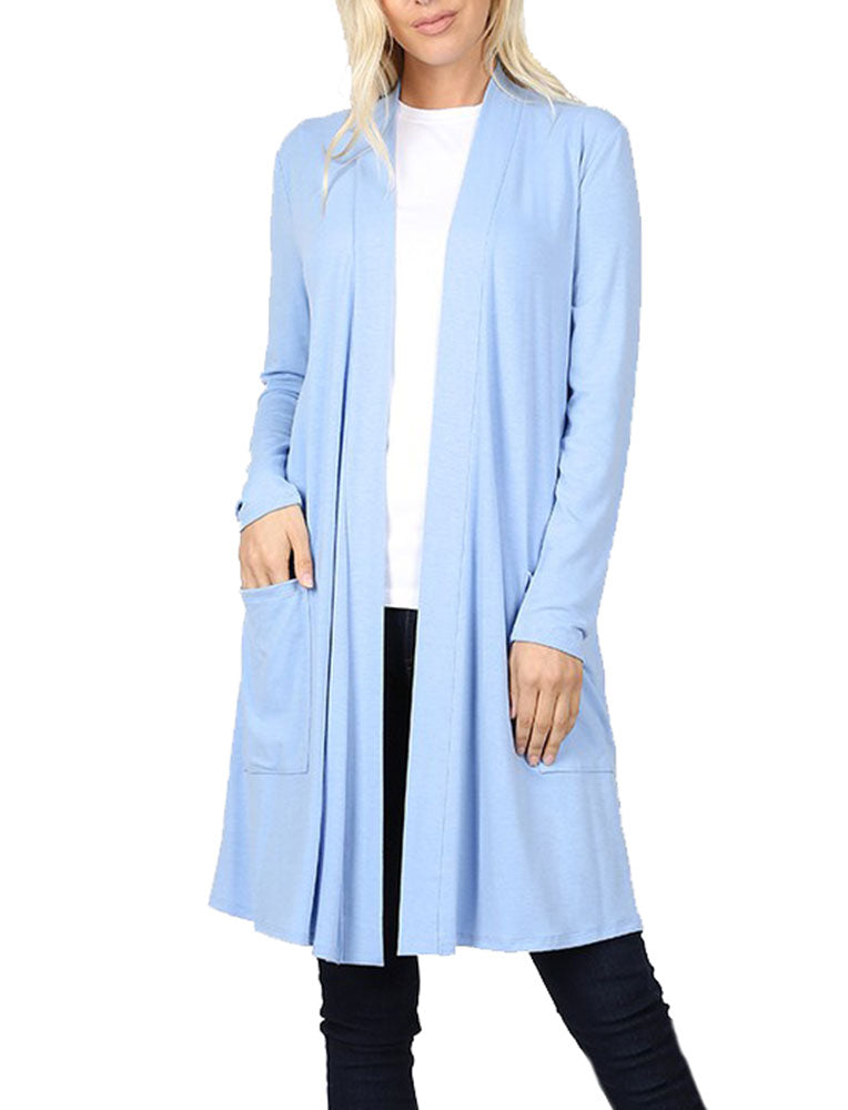 Zenana Long Sleeve Draped Long Cardigan - Cardigans sb_outerwear
