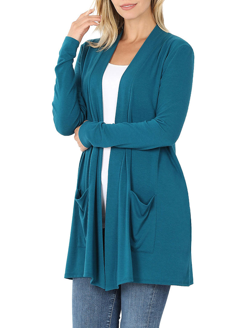 Zenana Long Sleeve Draped Slouchy Cardigan - Cardigans sb_outerwear