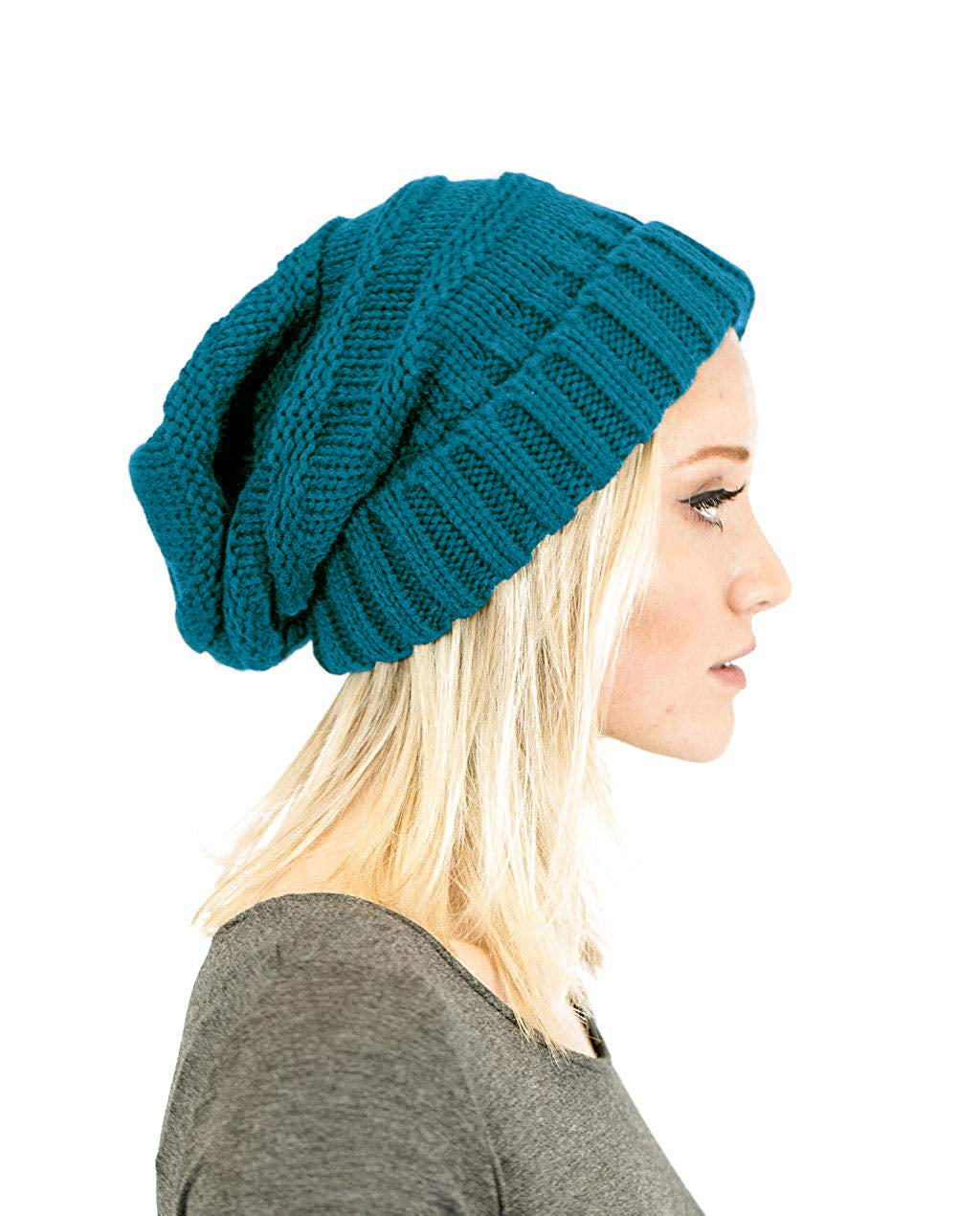 Unisex Solid Oversized Slouchy Knit Beanie
