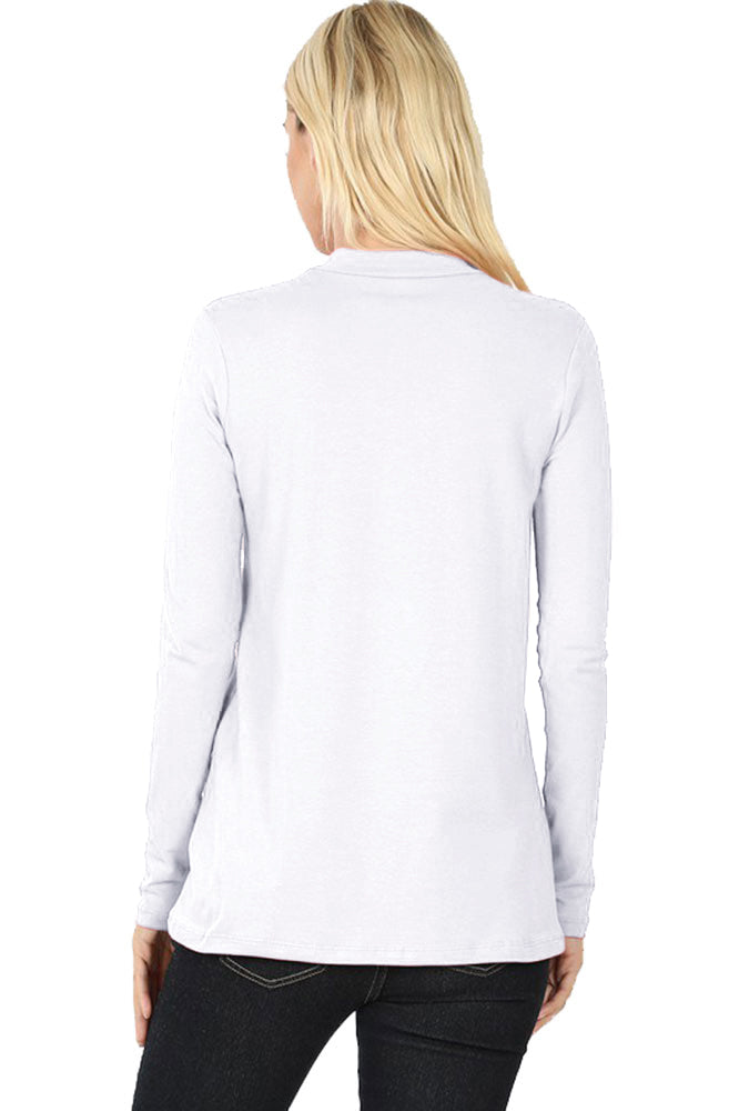Zenana Cotton Long Sleeve Mock Neck - Shirts sb_tops