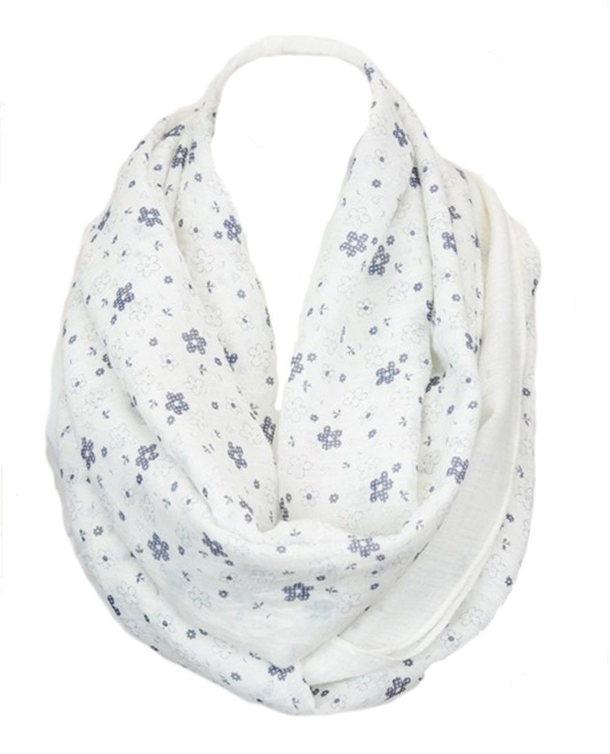 Niobe Clothing Whimsical Floral Daisy Design Infinity Loop Scarf in Peach - Scarves