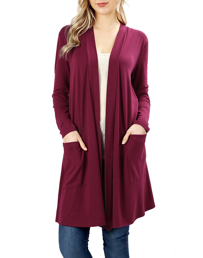 Zenana Long Sleeve Draped Long Cardigan - Cardigans sb_outerwear