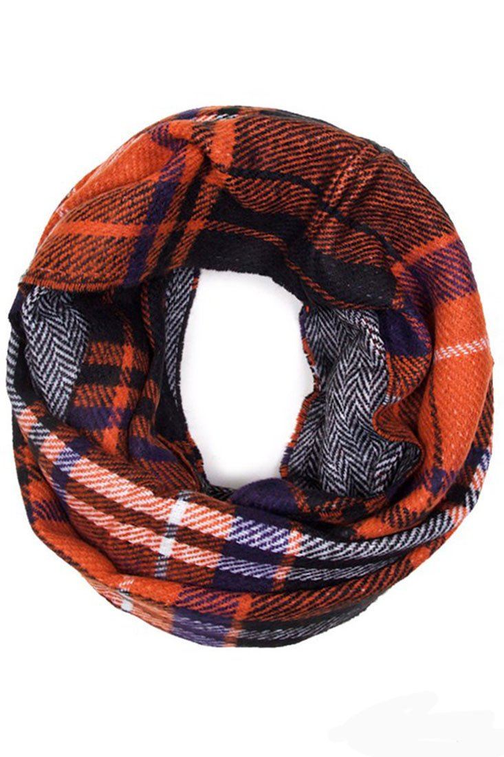 Niobe Clothing Soft Classic Checkered Plaid Infinity Loop Scarf - Scarves