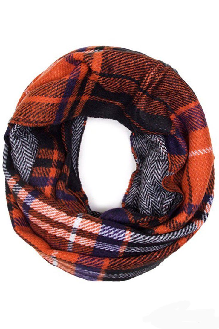 Soft Classic Checkered Plaid Infinity Loop Scarf Scarves- Niobe Clothing