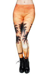 Niobe Clothing Sunset Palms Digital Print Leggings - leggings