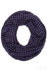Niobe Clothing Soft Black/Blue Houndstooth Pattern Infinity Loop Scarf - Scarves