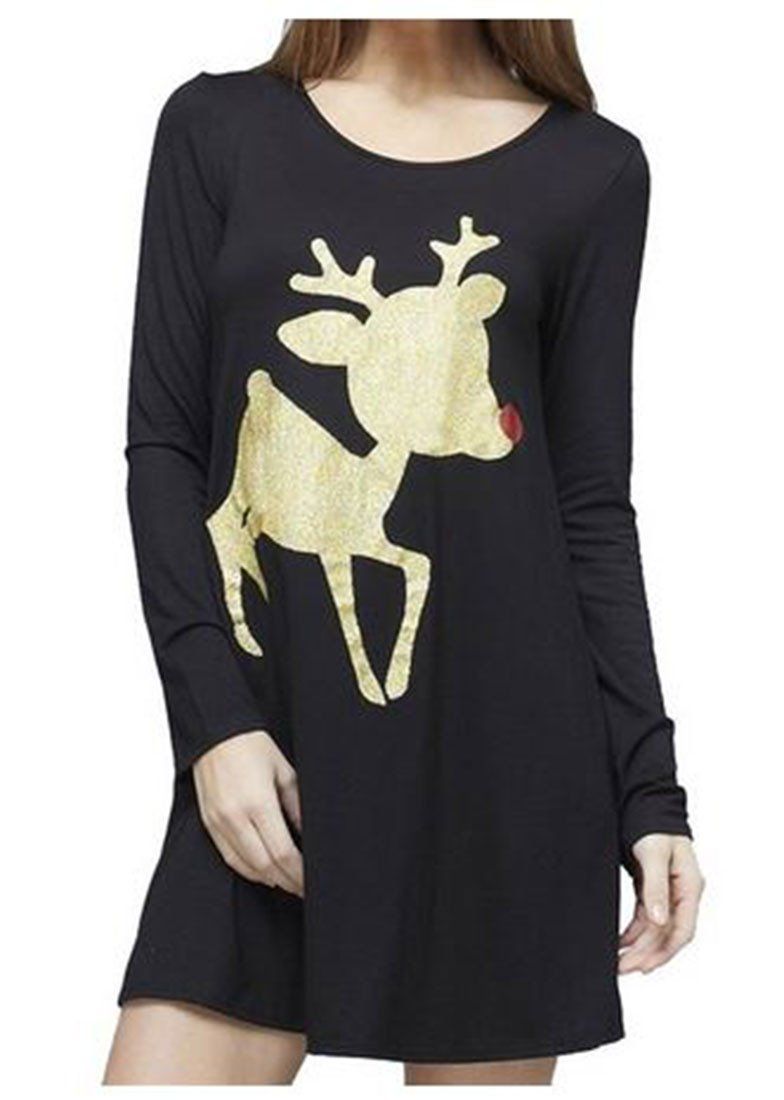 Baby Rudolph Glittered Long Sleeve Tunic Tunics- Niobe Clothing