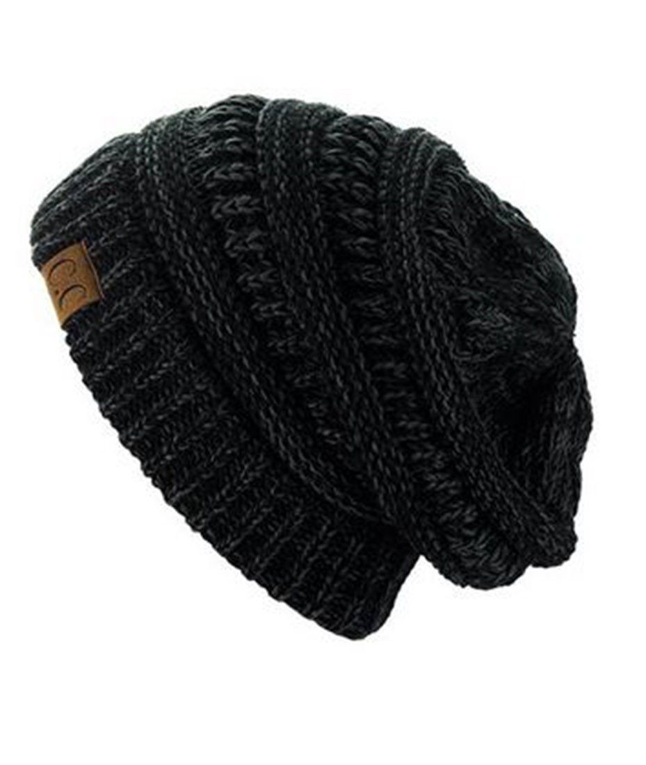 C.C. Two-Toned Unisex Soft Stretch Knit Slouchy Skull Beanie - Beanies Hats