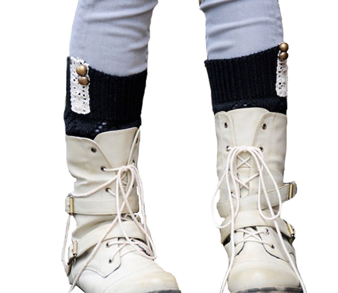 Niobe Clothing Knit Laced Leg Warmer Leggings (Black) - Leg Warmers