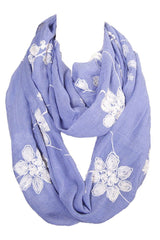 Niobe Clothing Floral Embroidery Design Infinity Loop Scarf - Scarves