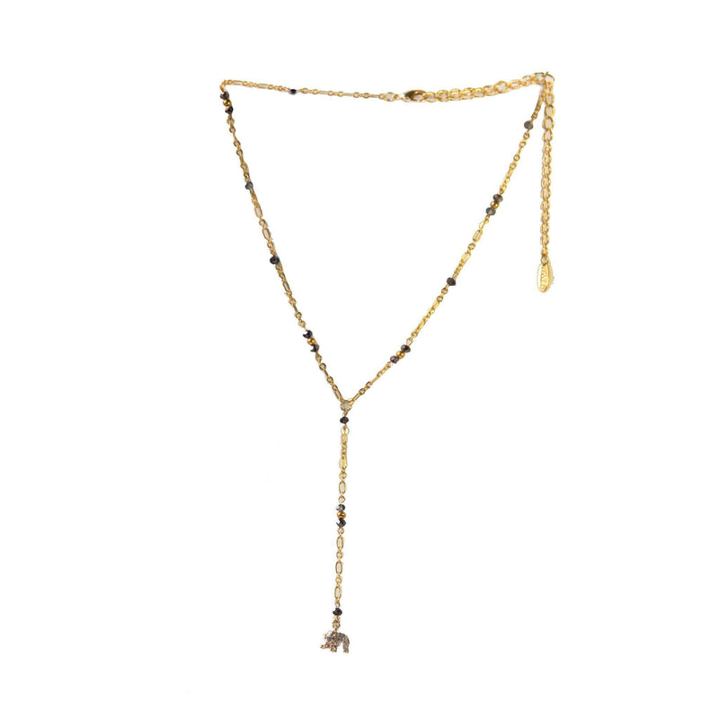Love to Love Lariat in Topaz with Gold Elephant Necklace- Niobe Clothing