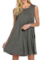 Mitto Shop Bamboo Fiber Knit Sleeveless T-shirt Dress (Charcoal) - dress