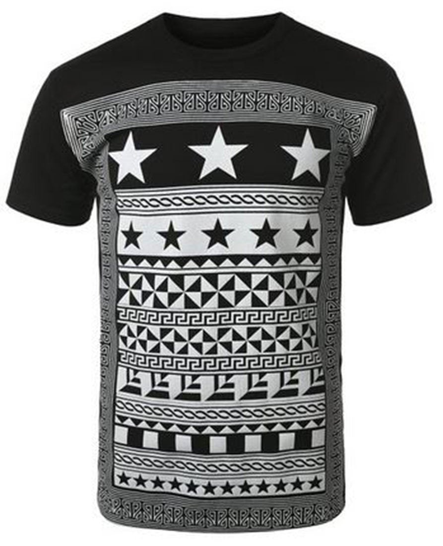 Niobe Clothing Stars and Checkered Graphic Shirt - Shirts