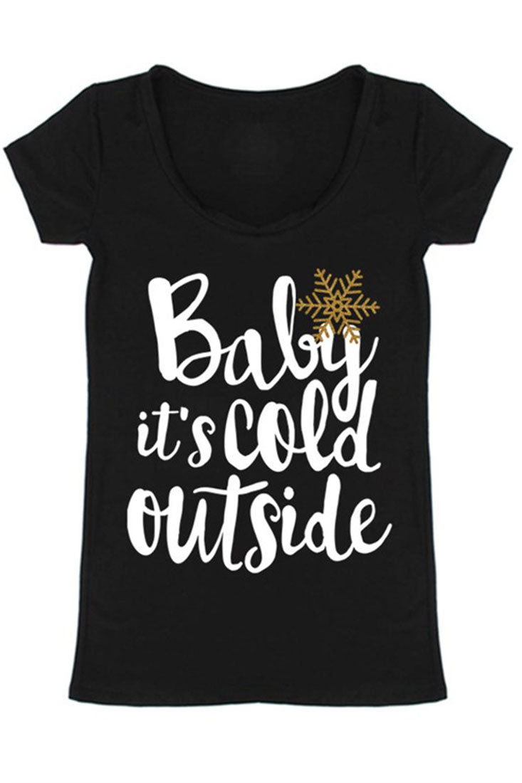 Niobe Clothing Baby It's Cold Outside Christmas Holiday Graphic T-Shirt - Shirts holiday