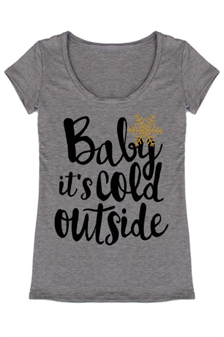 Niobe Clothing Baby It's Cold Outside Christmas Holiday Graphic T-Shirt - Shirts holiday