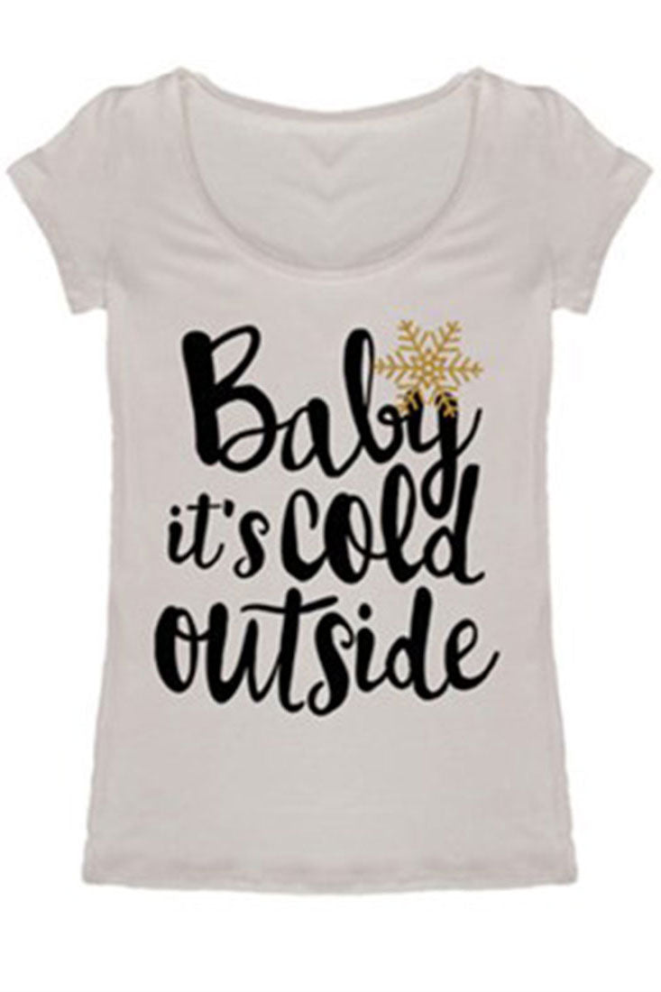 Niobe Clothing Baby It's Cold Outside Christmas Holiday Graphic T-Shirt - Shirts holiday