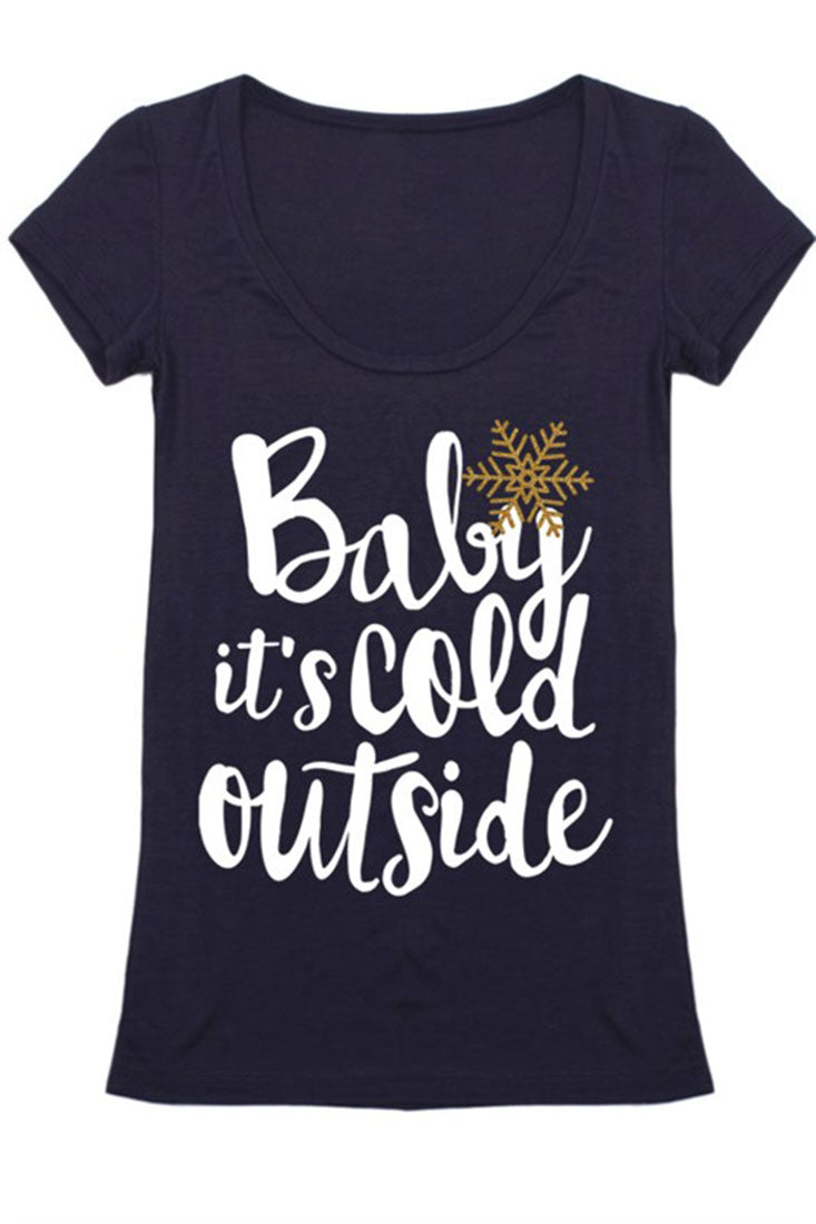 Niobe Clothing Baby It's Cold Outside Christmas Holiday Graphic T-Shirt - Shirts holiday