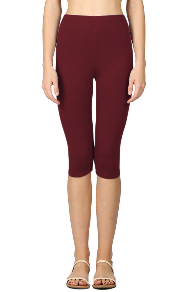 Zenana High Waist Cotton Capri Leggings - Legging Shorts sb_bottoms