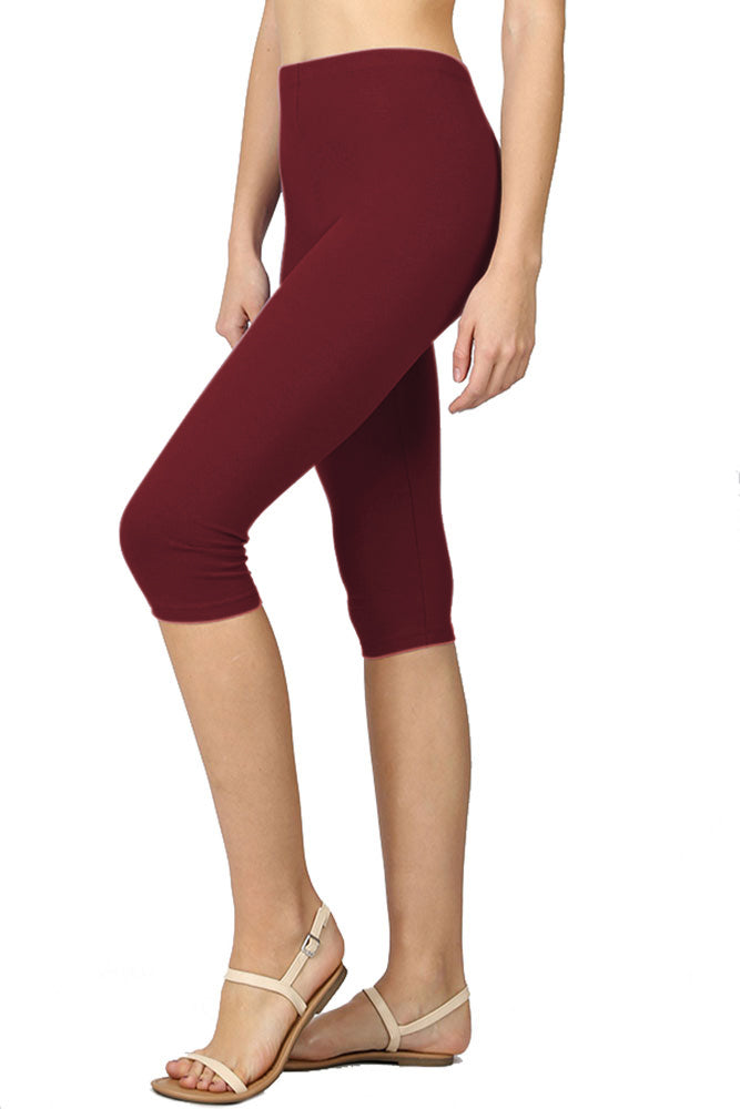 Zenana High Waist Cotton Capri Leggings - Legging Shorts sb_bottoms