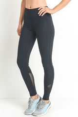 Mono B Geometric Mesh Contrast Leggings - Active