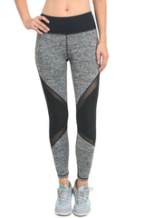 Mono B Grey Marled Knee Mesh Leggings - Active