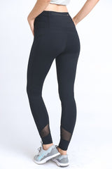 Mono B Mesh Thigh Ankle Solid Leggings - Active