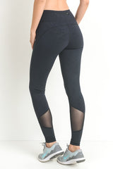 Mono B Geometric Mesh Contrast Leggings - Active