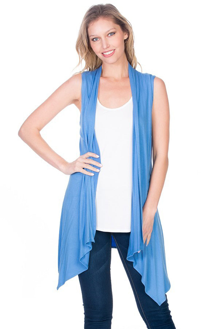 Niobe Clothing Sleeveless Asymmetric Hem Cardigan - f_outerwear