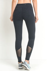 Mono B Geometric Mesh Contrast Leggings - Active