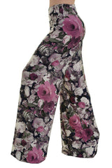 Niobe Clothing High Waist Fold Over Wide Leg Gaucho Palazzo Pants (Plum Nightfall) - pants