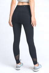 Mono B Mesh Thigh Ankle Solid Leggings - Active