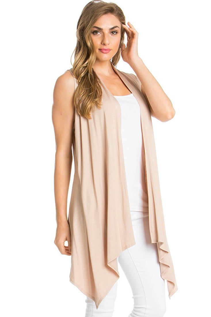 Niobe Clothing Sleeveless Asymmetric Hem Cardigan - f_outerwear