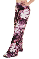 Niobe Clothing High Waist Fold Over Wide Leg Palazzo Pants (Floral Pastel) - f_bottoms
