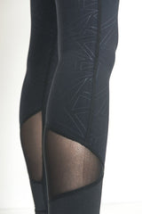 Mono B Geometric Mesh Contrast Leggings - Active