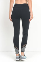Mono B Grey Marled Knee Mesh Leggings - Active